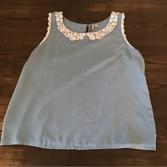 Light Blue Sleeveless Peter Pan blouse - Picture 4 of 12
